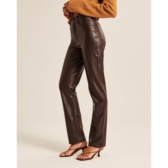 Abercrombie & Fitch Vegan Leather The 90's Straight Ultra High Rise sz 27/4s - Picture 5 of 11